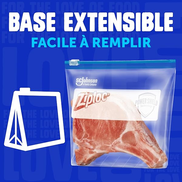 Ziploc Large Food Storage Freezer Slider Bags, Power Shield Technology for More Durability, Freezer and Microwave Safe, 10 Count L (10 Count) - 5