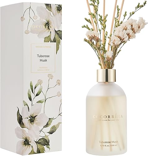 COCORRÍNA Difusor de varillas Juego de difusor de varillas de flores de 6.76 onzas con 8 varillas, fragancia para el hogar, oficina, dormitorio,