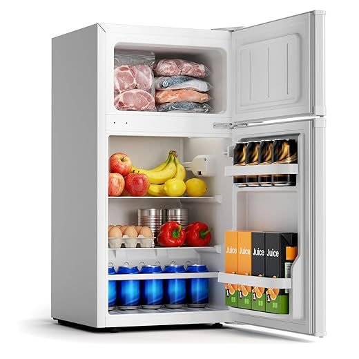 COWSAR 2.45 Cu.Ft Mini Fridge with Freezer, 2 Reversible Door Compact Office Refrigerator with 2 Removable Shelves, Energy Efficient Commercial Dorm Fridge for Bedroom, Office, Apartment, White