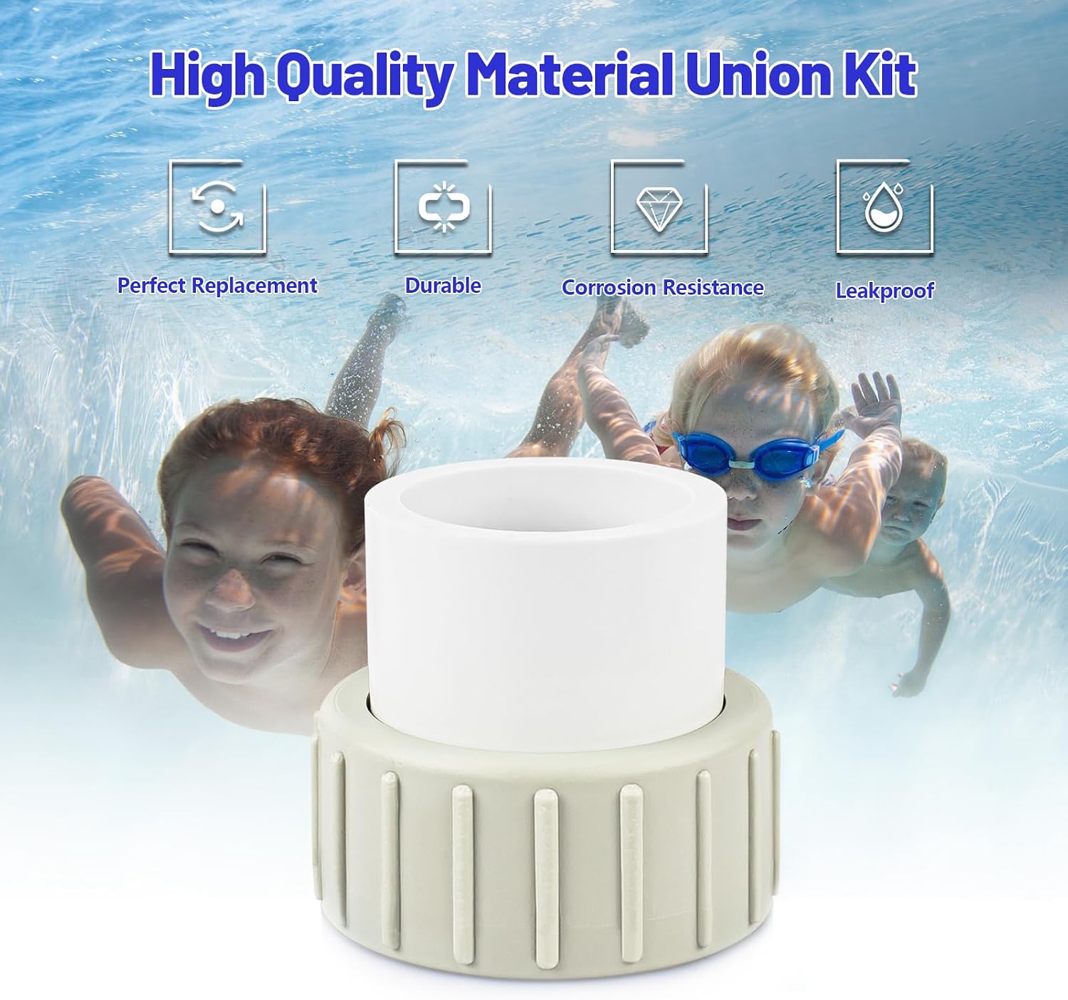 Pool Pump Union Fittings Replacement Pentair SuperFlo & SuperFlo Variable Speed Pool Pump, 350157 PVC Union for Pentair SuperFlo VS 342001-2 Pack