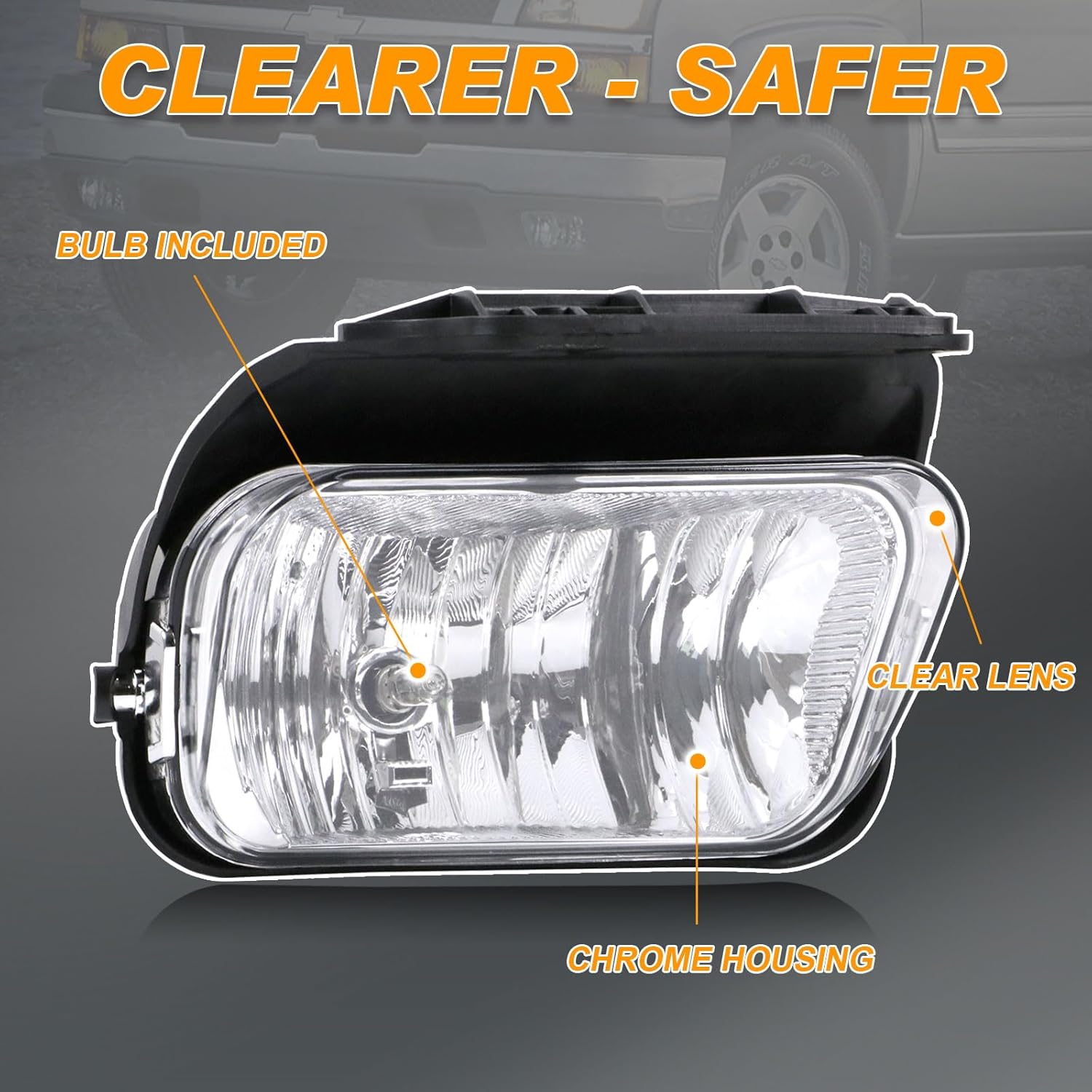 Nakuuly Fog Lights Compatible With 2003-2006 Chevy Silverado 1500 2500 3500 1500HD 2500HD 2007 Classic 02-06 Avalanche Driver and Passenger Side Fog Bumper Lamp Assembly with Bulbs Clear Lens