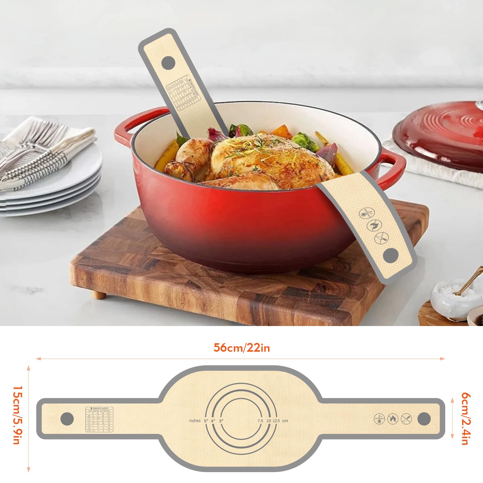 Tappetini Silicone Per Forno Olandese - 2 Pezzi Con Manico, Antiaderente