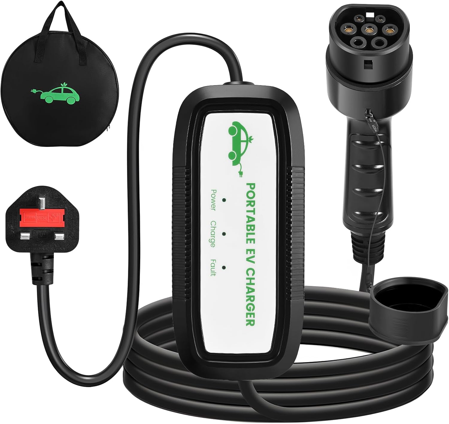 FNRIDS 10M EV Charger Cable Type 2 to 3 Pin Plug, 13Amp Electric Car