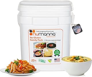 Numanna No-Gluten Family Pack Bucket – 126 Servings, 20 lbs | 25-Year Shelf Life | 1-Month Non-Perishable Meal Kit | Emergency Food Supply, Everyday Use, Quick-Prep Survival Meals | Made in USA | Pack of 1