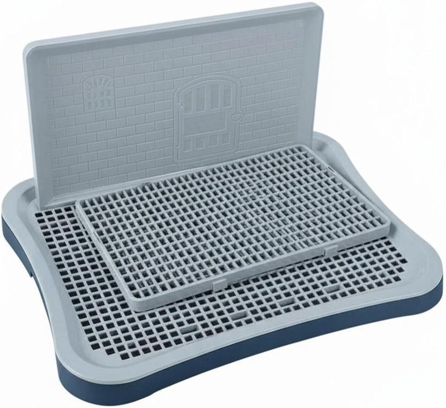 Washable Dog Toilet Dog Potty Tray Puppy Pee Pad Urinal with Urinary Column Pet Training Toilet Tray for Dogs Cats Bunny Hamster Kitten, Navy