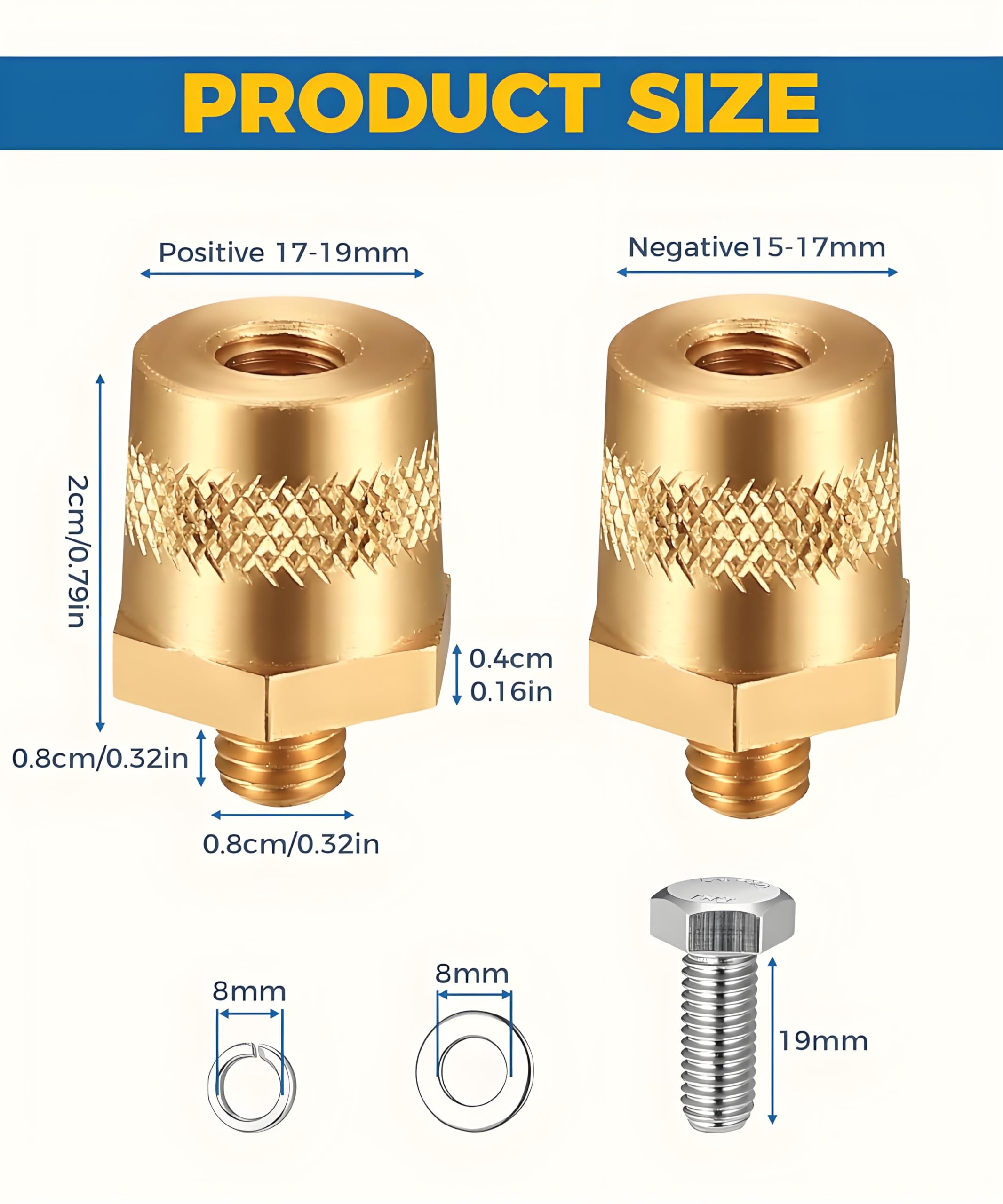 Batteriepoladapter M8 Set - Edelstahl Mit Schrauben Für Auto & Motorrad