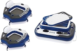 Intex River Run Single Person Inflatable Floating Pool Chairs (Set of 2) Bundled with