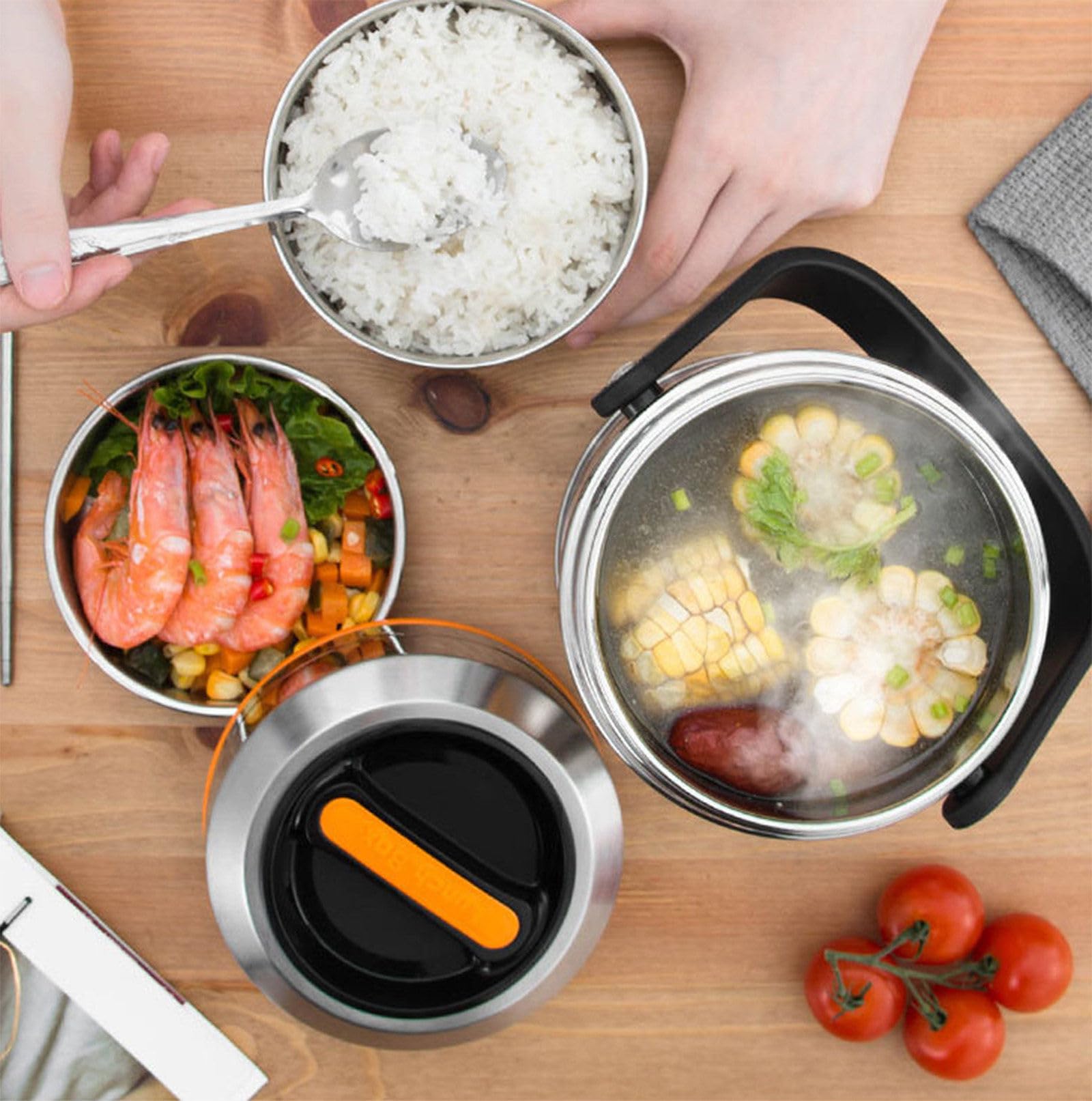 Thermobehälter für Essen, Edelstahl Thermobecher Essen, Thermo Lunchbox, Thermobox für Essen, Warmhaltebehälter Essen, für Auslaufsicherer Warme Speißen Essen Behälter,1.5L