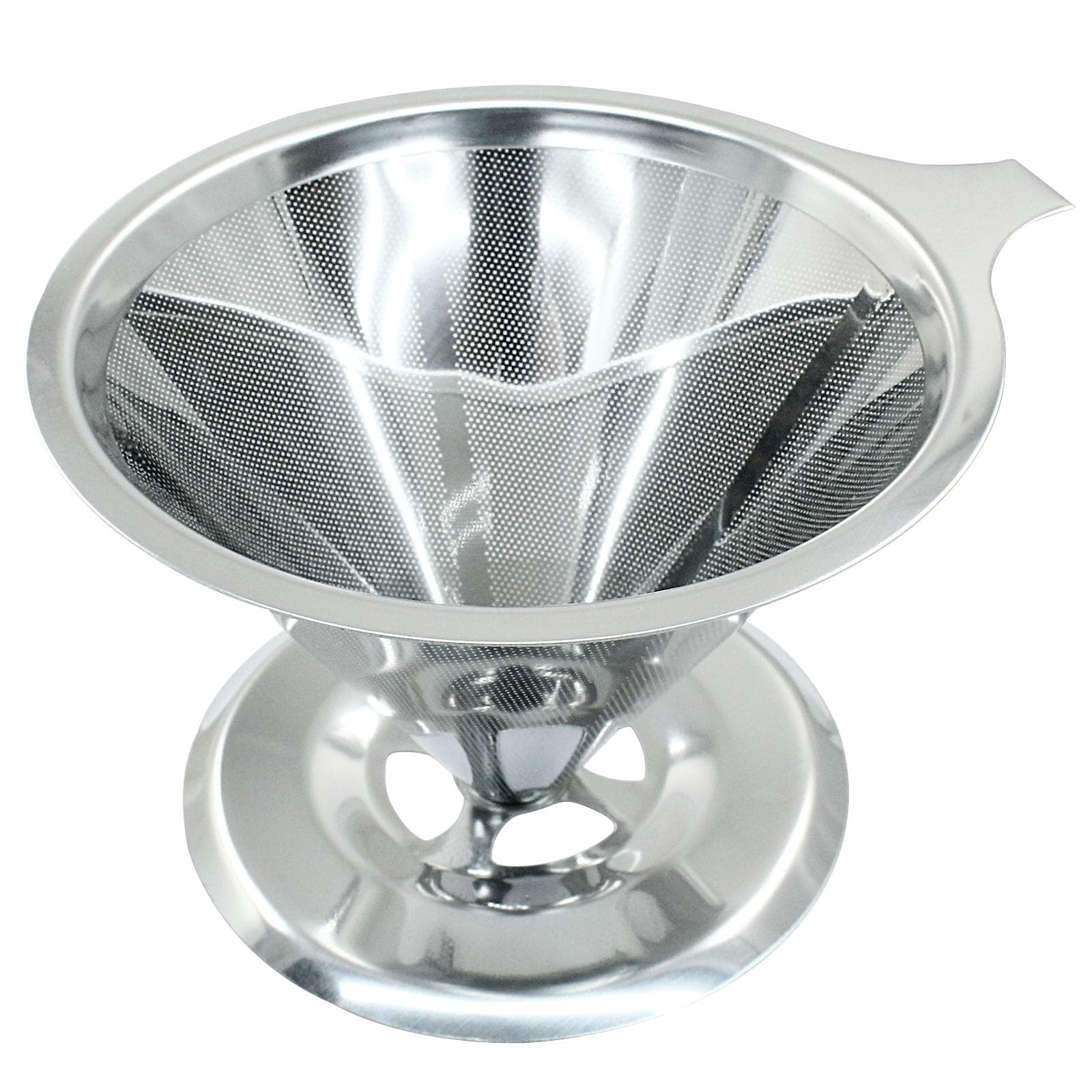 Waziaqoc Pour Over Coffee Dripper, Slow Drip Paperless Coffee Filter, Stainless Steel Pour Over Coffee Maker for 1-4 Cups Brew, Double Mesh Design of Manual Reusable Cone Filter