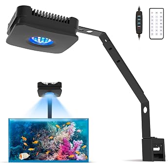 Lominie Aquarium Light, 30 W, Coral, Aquarium, Dimmable, Remote Control, Clip, LED, Saltwater Fish, Aquarium Light, Small