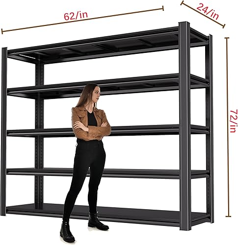 Miniatura 3 de Estantería de garaje de 72 pulgadas de alto, estantes de almacenamiento resistentes, 3500 libras, estantes de metal ajustables y almacenamiento para