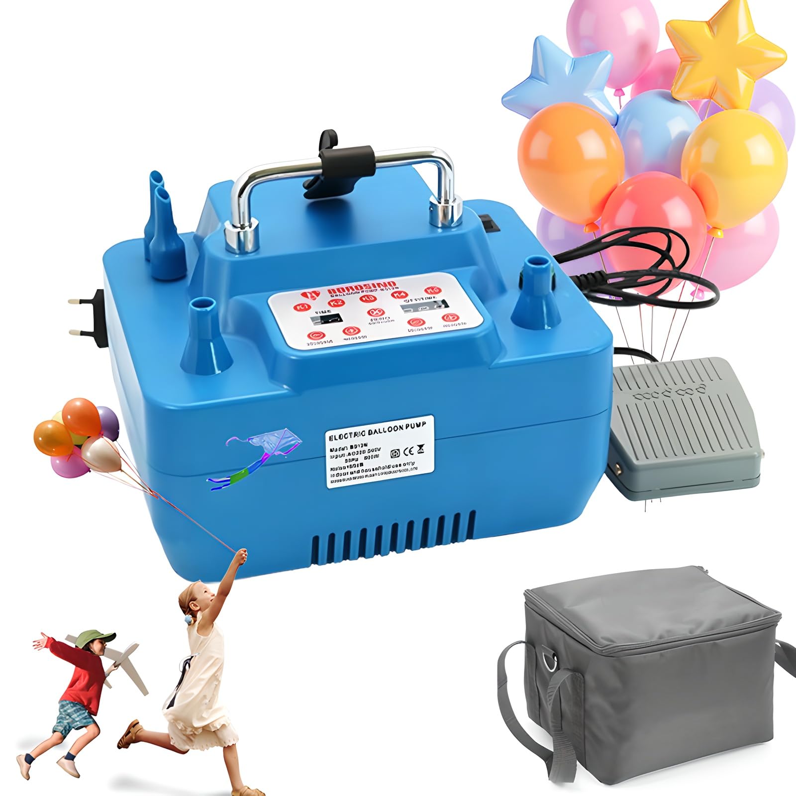Pompa elettrica per palloncini, gonfiatore a doppio foro da 800 W, soffiatore d'aria per feste e matrimoni, ugello di gonfiaggio rapido, soffiatore a palloncino di qualità professionale, facile da