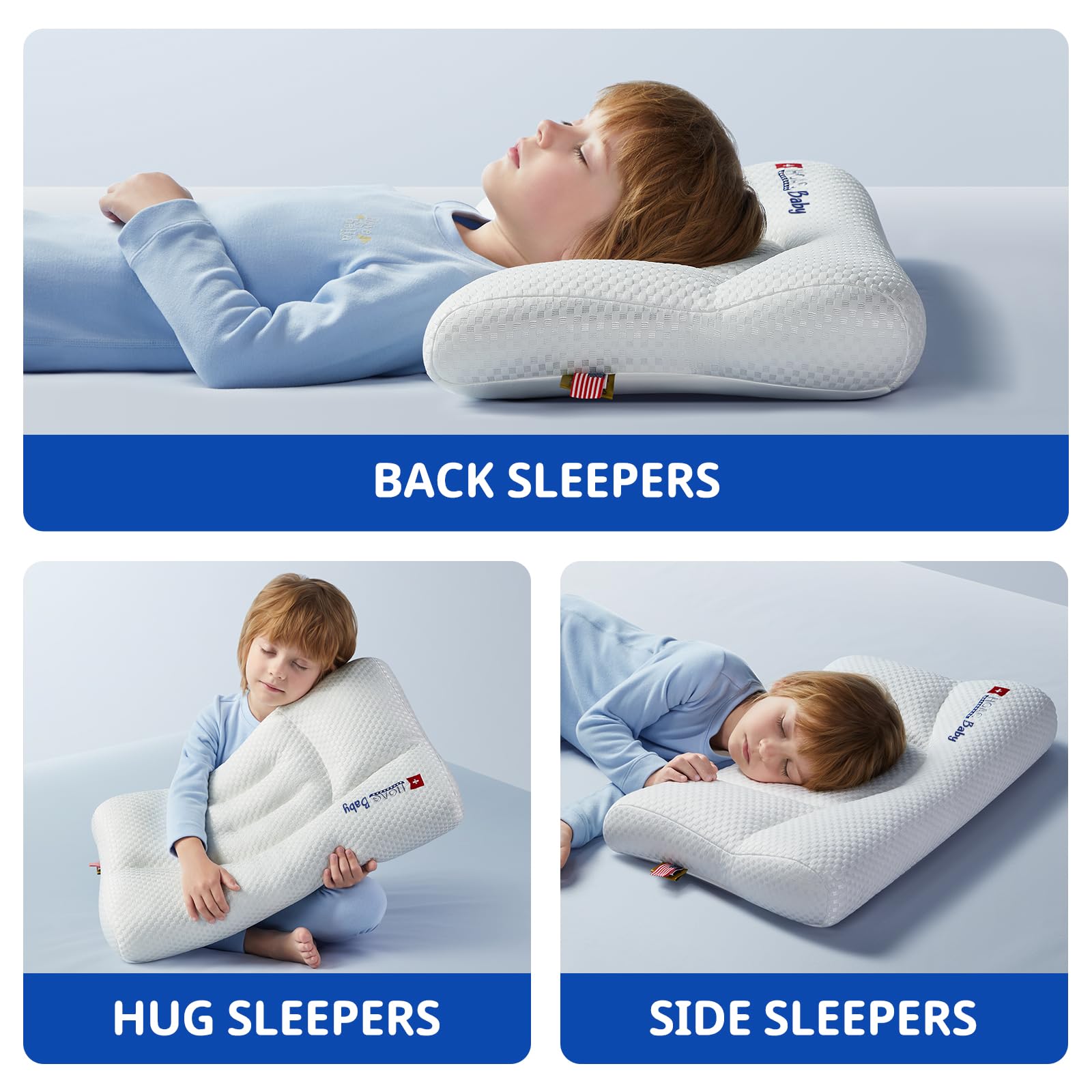 Cuscino per bambini con federa, traspirante e accogliente, lavabile in lavatrice, cuscino con federa, 21,6 x 13,8 cm, cuscino ergonomico per bambini per ragazzi e ragazze dai 3 agli 8 anni
