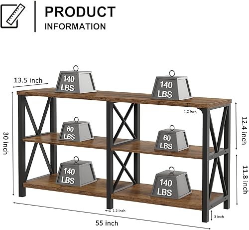 Miniatura 37 de LVB Mesa de sofá rústica, mesa consola de granja para sala de estar, mesa de entrada de pasillo con almacenamiento, mesa de entrada para vestíbulo,