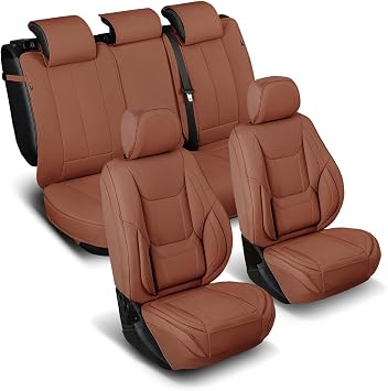 Coverland Custom Car Seat Covers Compatible with 2002-2026 Mercedes-Benz G-Class - Premium Leather Non-Slip Memory Foam Waterproof Seat Cover Custom fit Interior Protector [Full Set-Camel Brown]
