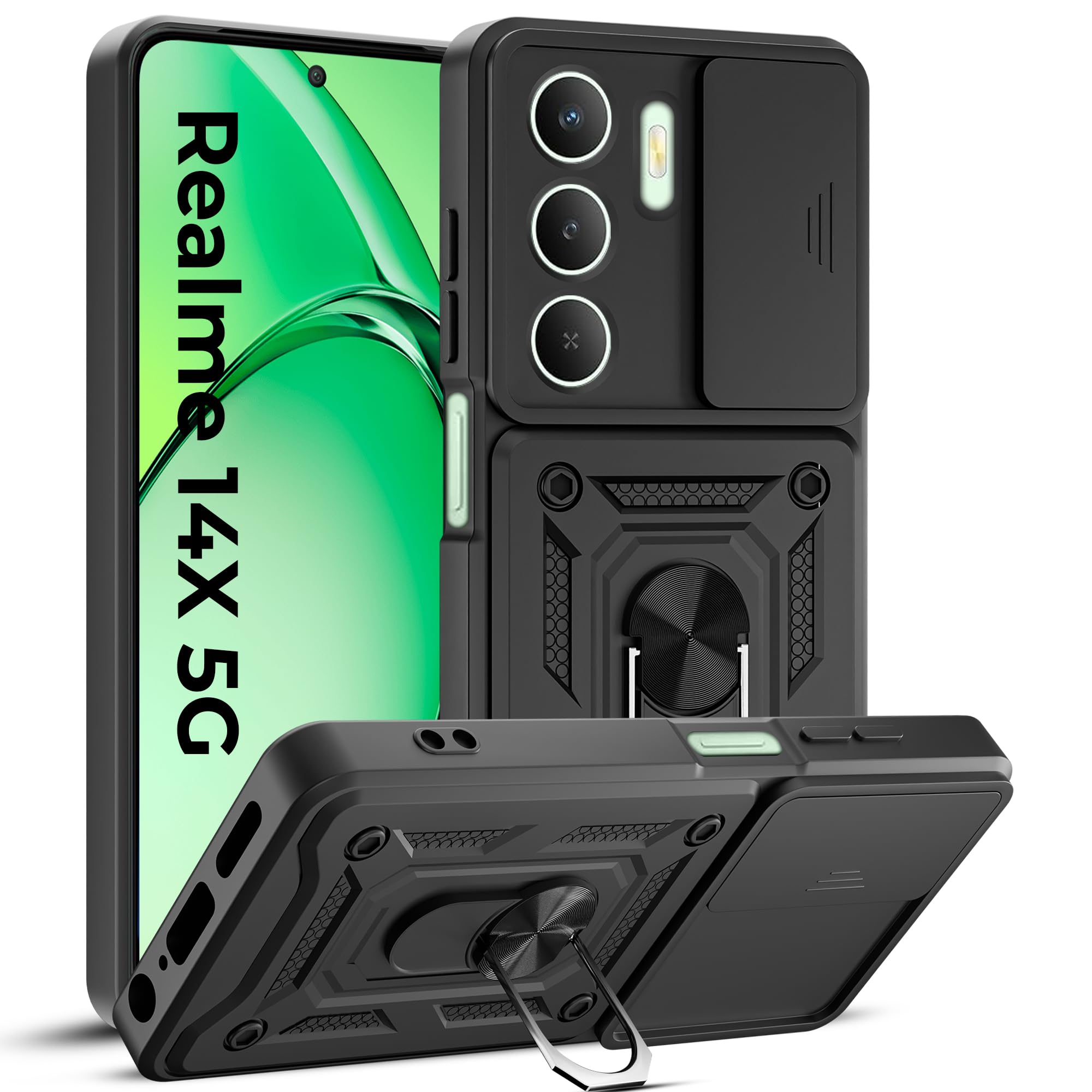 A rtistque Armor Bumper Back Cover Case for Samsung Galaxy S24 Ultra 5G | Ring Holder Stand | Sliding Camera Protection | Shockproof Rugged Design | Samsung S24 Ultra Back Cover - Black — Amazon image 13