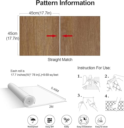 Miniatura 5 de Papel de contacto de grano de madera para encimeras de despegar y pegar para gabinetes, envoltura de vinilo, fácil encimera de cocina, papel tapiz