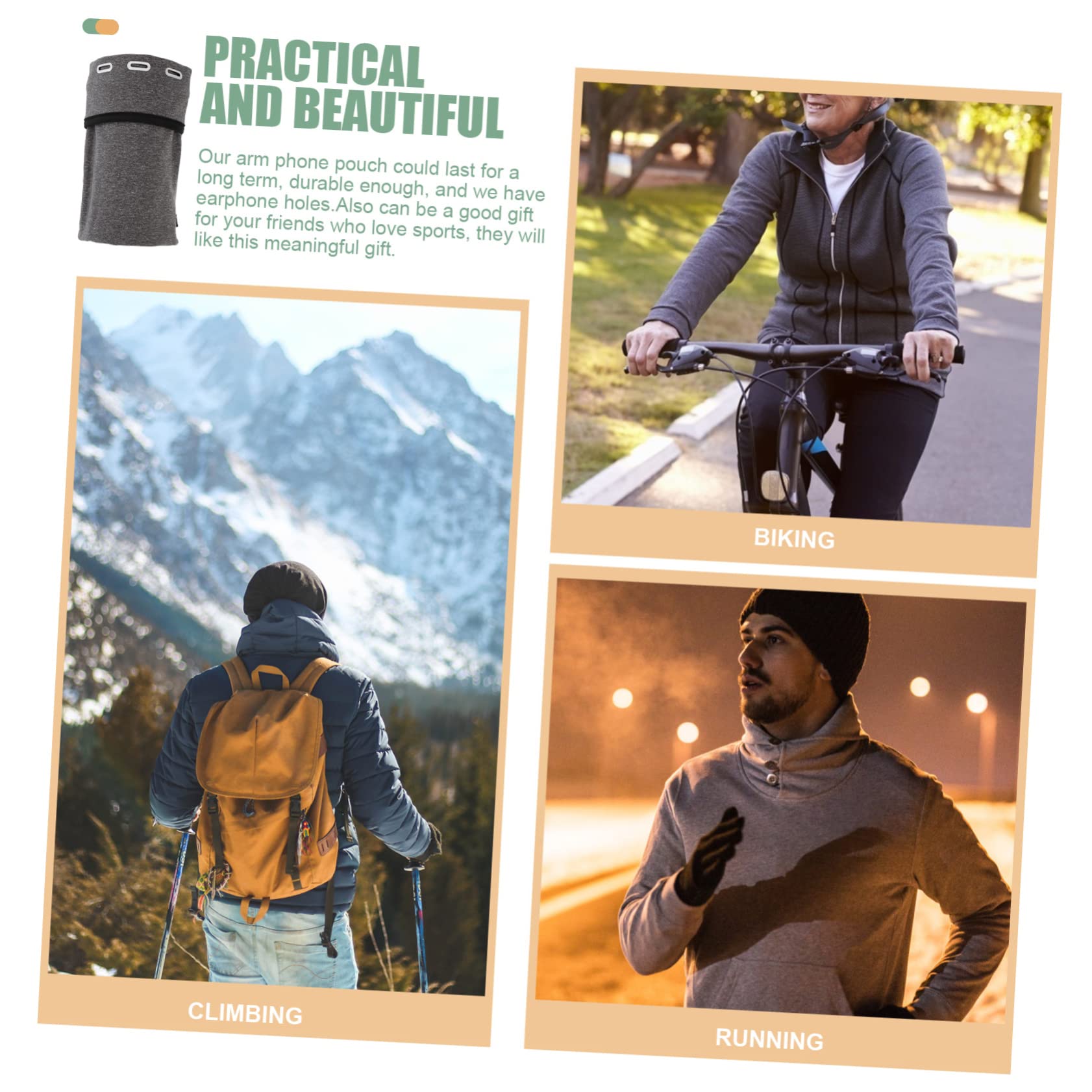 DOITOOL 5pezzi Fascia Braccio Per Telefono Per e Allenamento Per Jogging Fitness e Attività Outdoor Colore Grigio