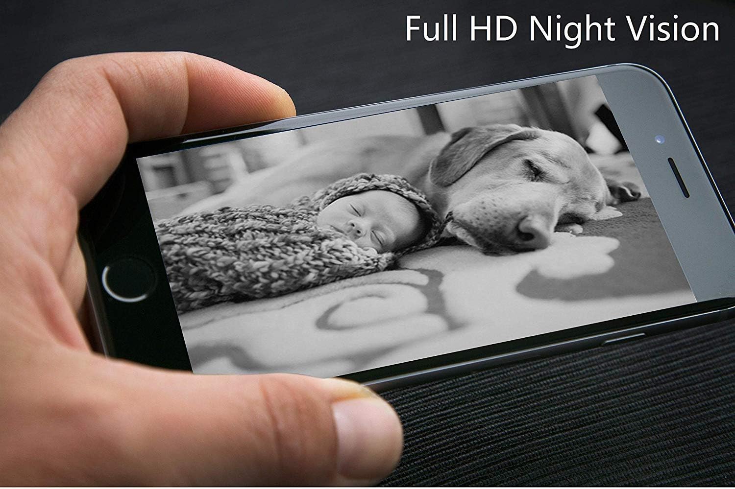 Diagram of the DOGNESS Smart Cam Black Treater with labels pointing to its components: WiFi indicator light, Natural bamboo lid, 165 HD camera with night vision, Microphone, Speaker, SET button/Manual treating button, and Snack outlet.