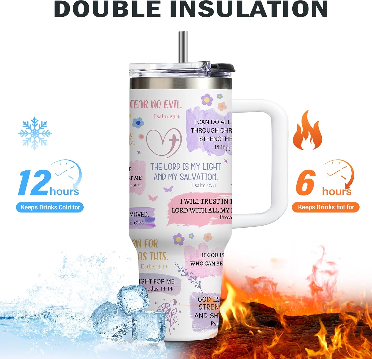 Christian Gifts for Women 30oz Tumbler - I Am a Child of God Insulated Travel Mug with Handle & Straw - Birthday Christmas Gifts, Inspirational Religious Catholic Baptism Confirmation Gift for Her - Image 4