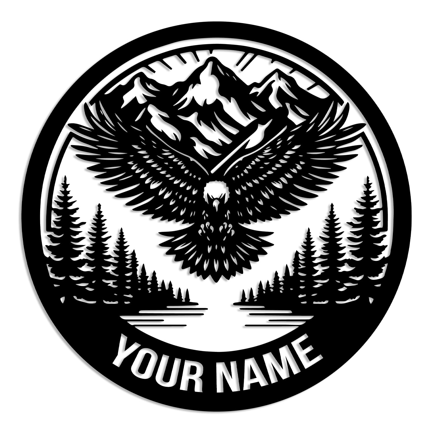 Patriotic Eagle Custom Metal Wall Art, Personalization Outdoor Eagle Monogram Metal Wall Art Decor, Custom Bird Name Sign, American Bird Sign (Style-6