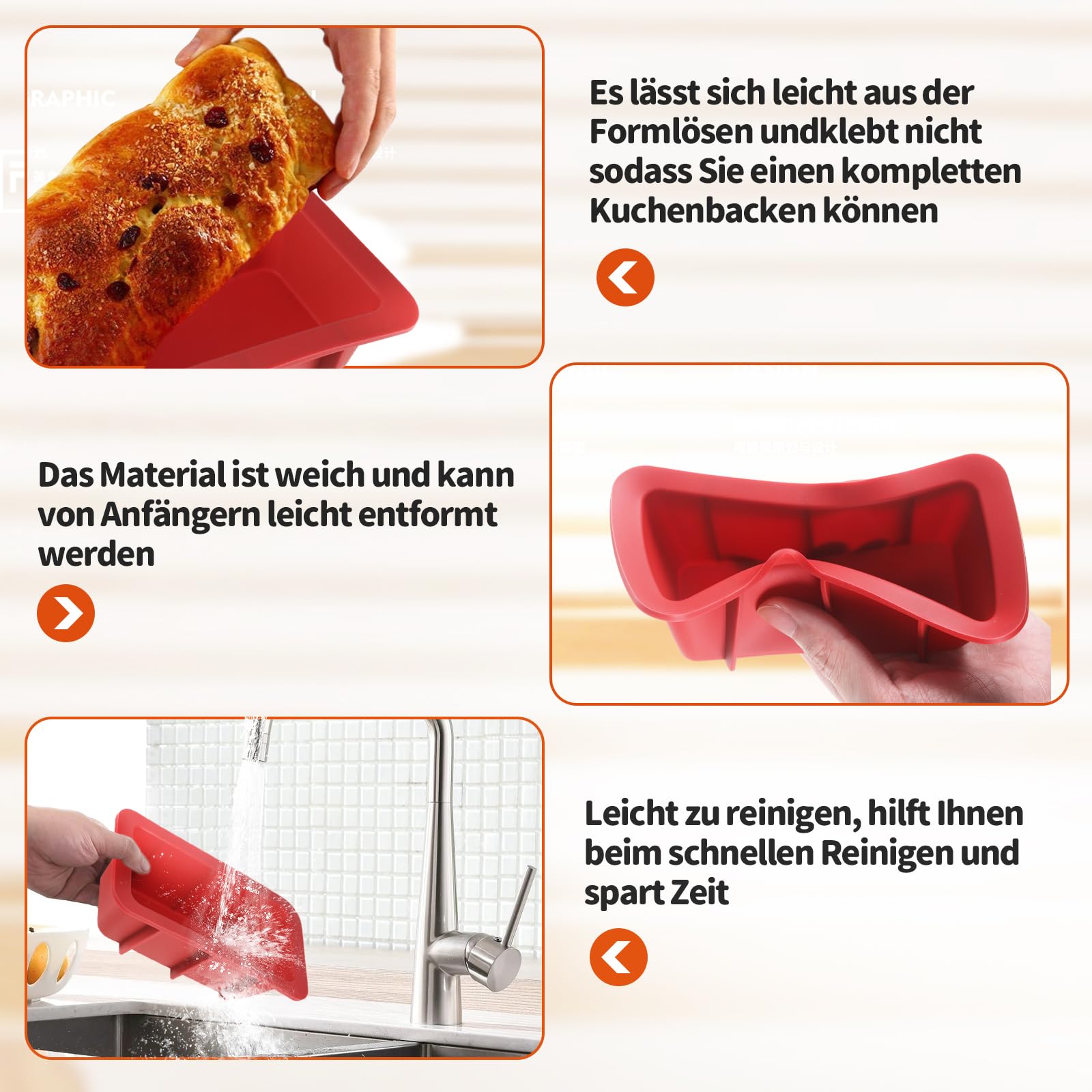 SIWOKJJO 3er Set Silikon Brotbackformen - Antihaft Kastenform Für Brot & Kuchen