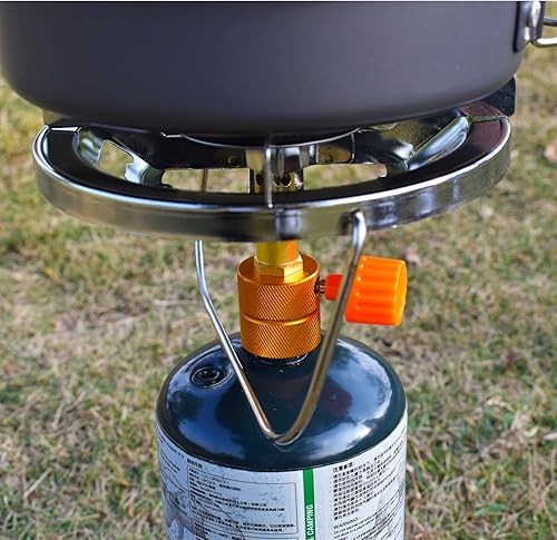 Miniatura 2 de Estufa de propano portátil para campamento, estufa de gas de 10,000 BTU con tapa de botella individual ajustable con base de tanque de 1 libra,
