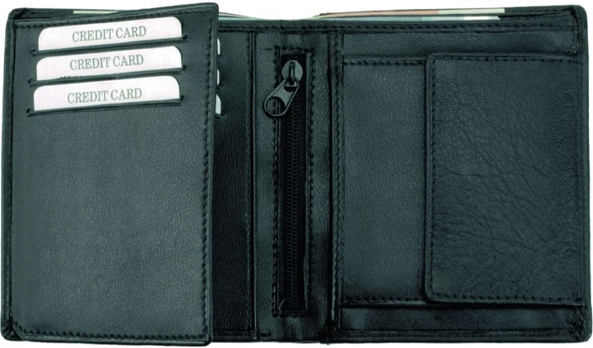 Portafoglio verticale in pregiata pelle nappa nero ca. 10,5 x 9 cm, Nero, 10 cm, Portamonete, Nero, Portamonete