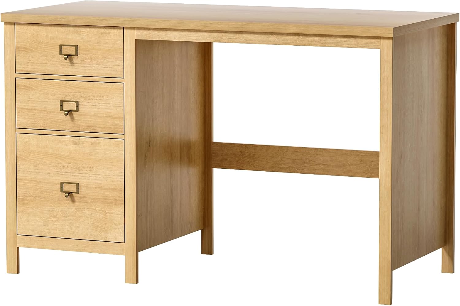 EYYTHUNG Modern Office Desk with Drawers, Executive Wood Home Office Desk with File Drawer, Farmhouse Computer Writing Desk for Working, Natural Oak