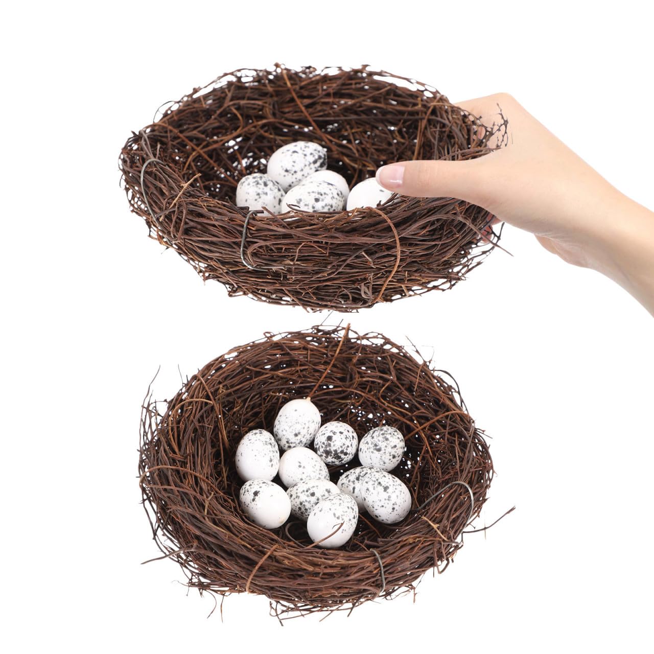 Nidos de pájaros de ratán natural: decora tu jardín con este set de 12 piezas para manualidades
