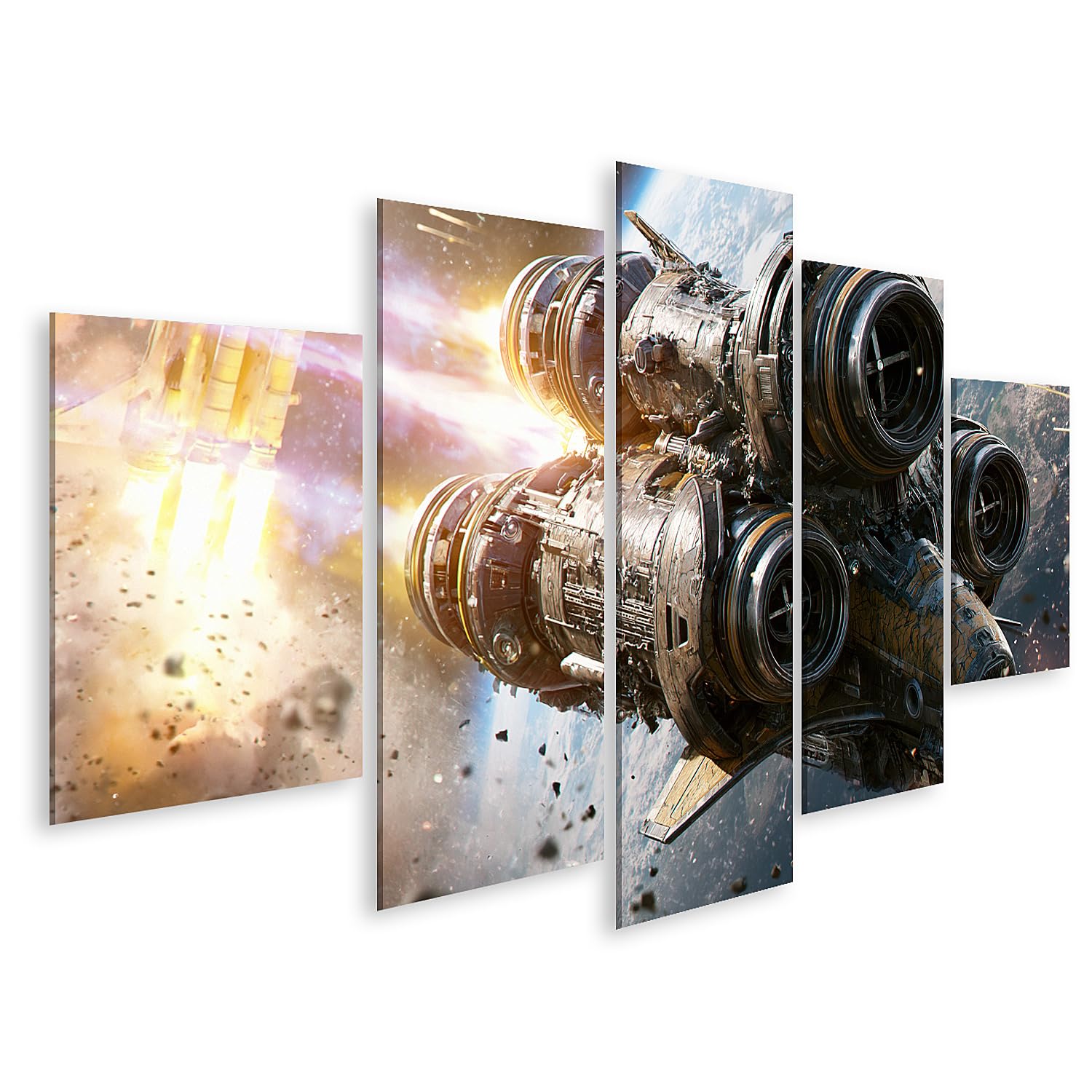Tableau sur toile grand format aventure vaisseau spatial haut de gamme