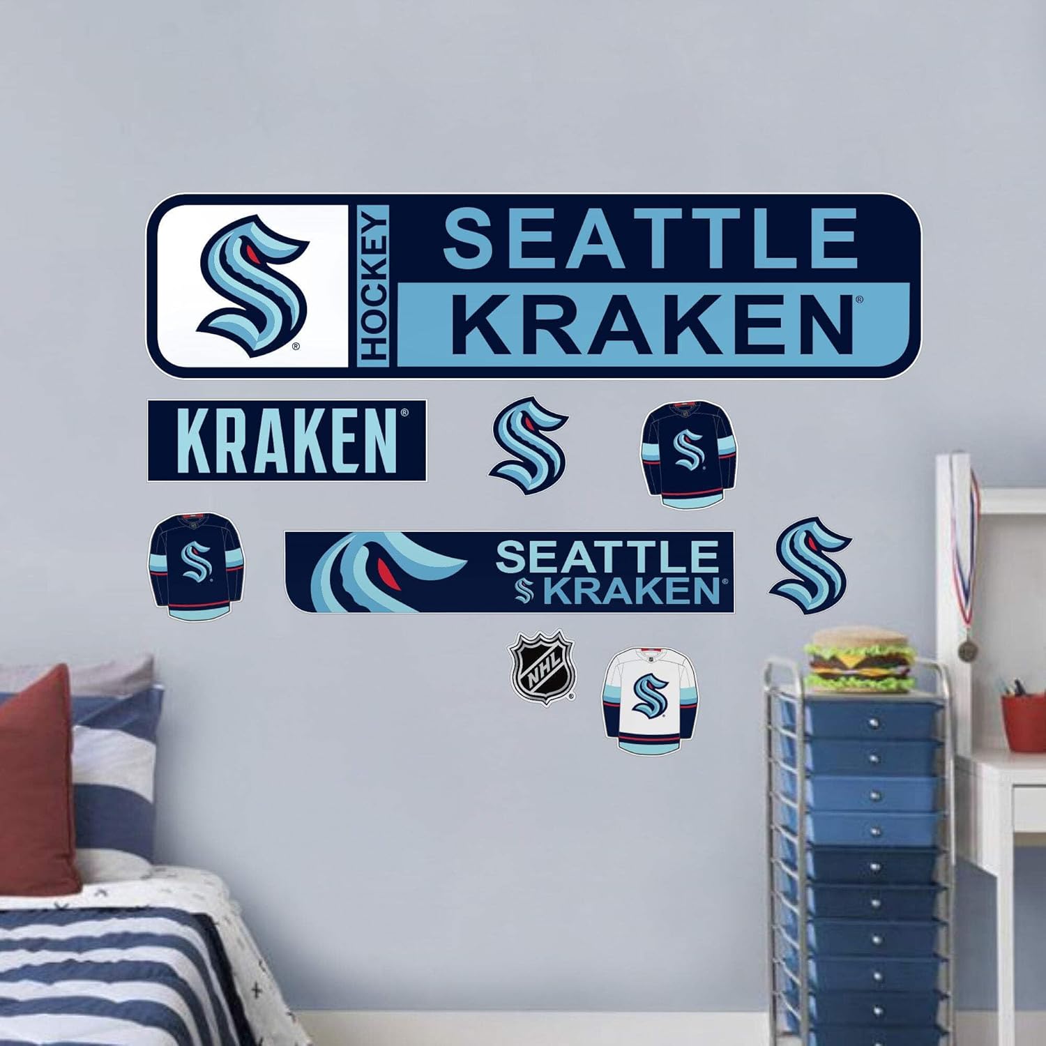 Sports Decor Seattle Kraken Repositionable Wall Decal Set - Street Signs