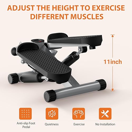 Miniatura 4 de Sweetcrispy Mini Escalones con Bandas de Resistencia para Ejercicio en Casa, Máquina de Ejercicio de Escalón con Giro Portátil para Entrenamiento de
