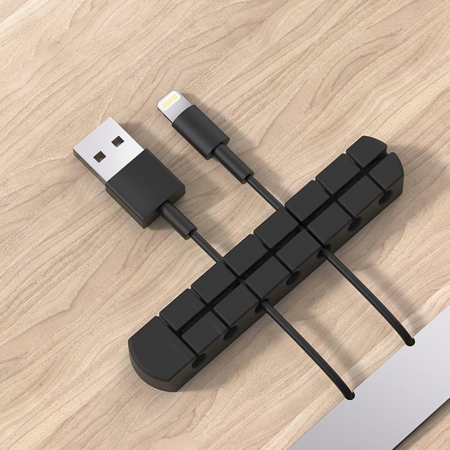 Multipurpose Cord Keeper - 5 Clips for Lightning, USB C, Micro Cables & Other Wires - Sticks to Wood, Marble, Metal, Glass(Blue)