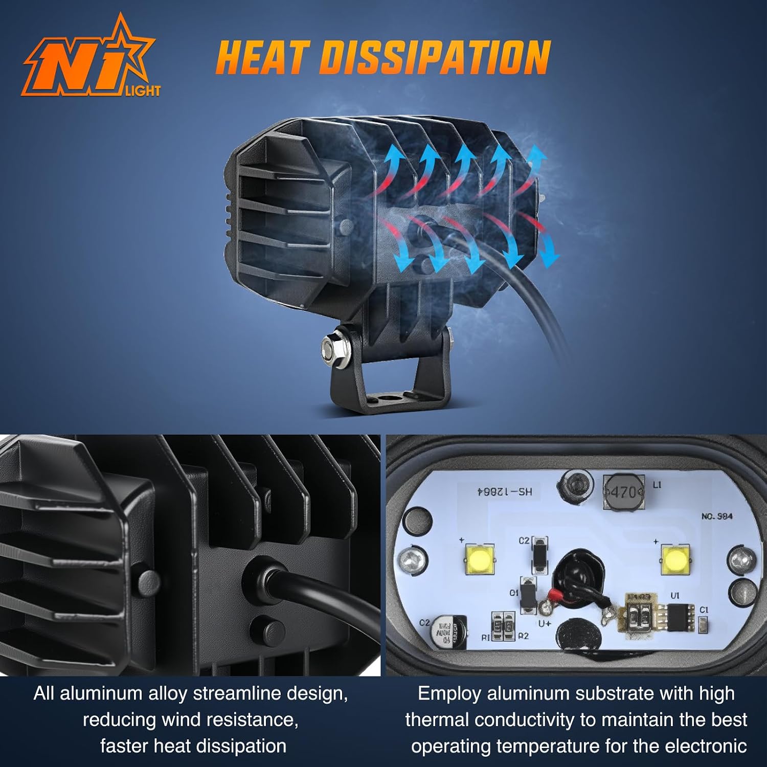 Nilight LED Pod Light 48W 4 Inch 2 PCS White Spot Beam Driving Lights IP67 Waterproof Auxiliary Offroad Lighting for Truck Tractor SUV ATV UTV Golf Cart Boat Motorcycle Dirt Bike