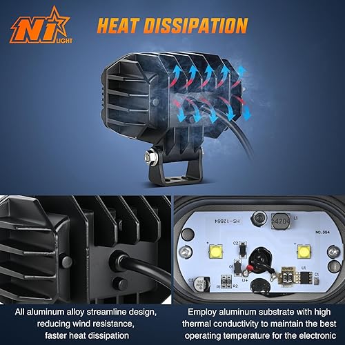 Miniatura 100 de Nilight - Combo de 2 cápsulas/barras de luz de trabajo LED de iluminación lateral, 6.5 pulgadas, 60 W, haz puntual/de inundación, antiniebla, para 2