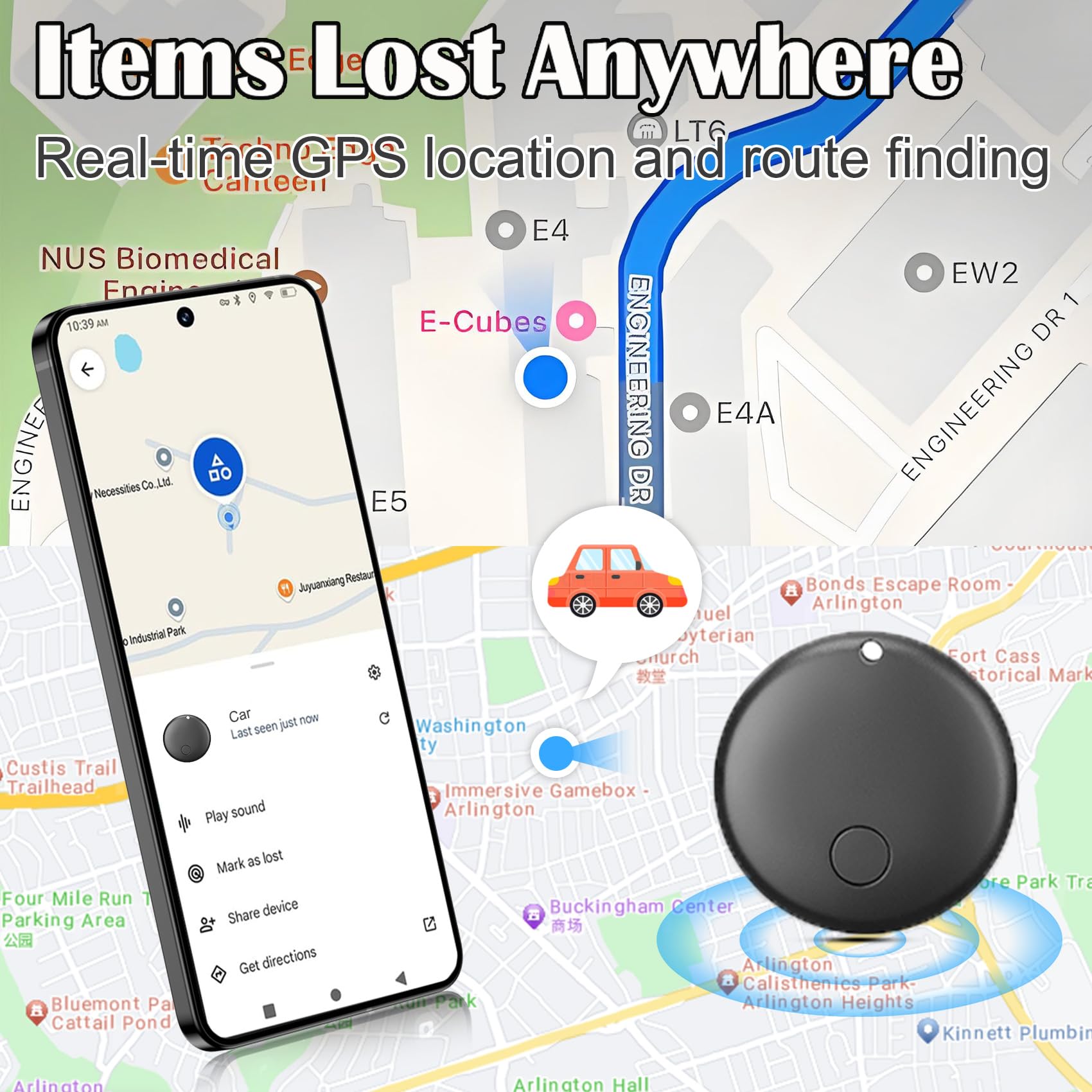 GPS Coche Localizador, Air Tracker Android Rastreador GPS para Coche, Vehículos Smart Tracker Magnet Finder Compatible con Google Find Hub sin suscripción mensual - 4
