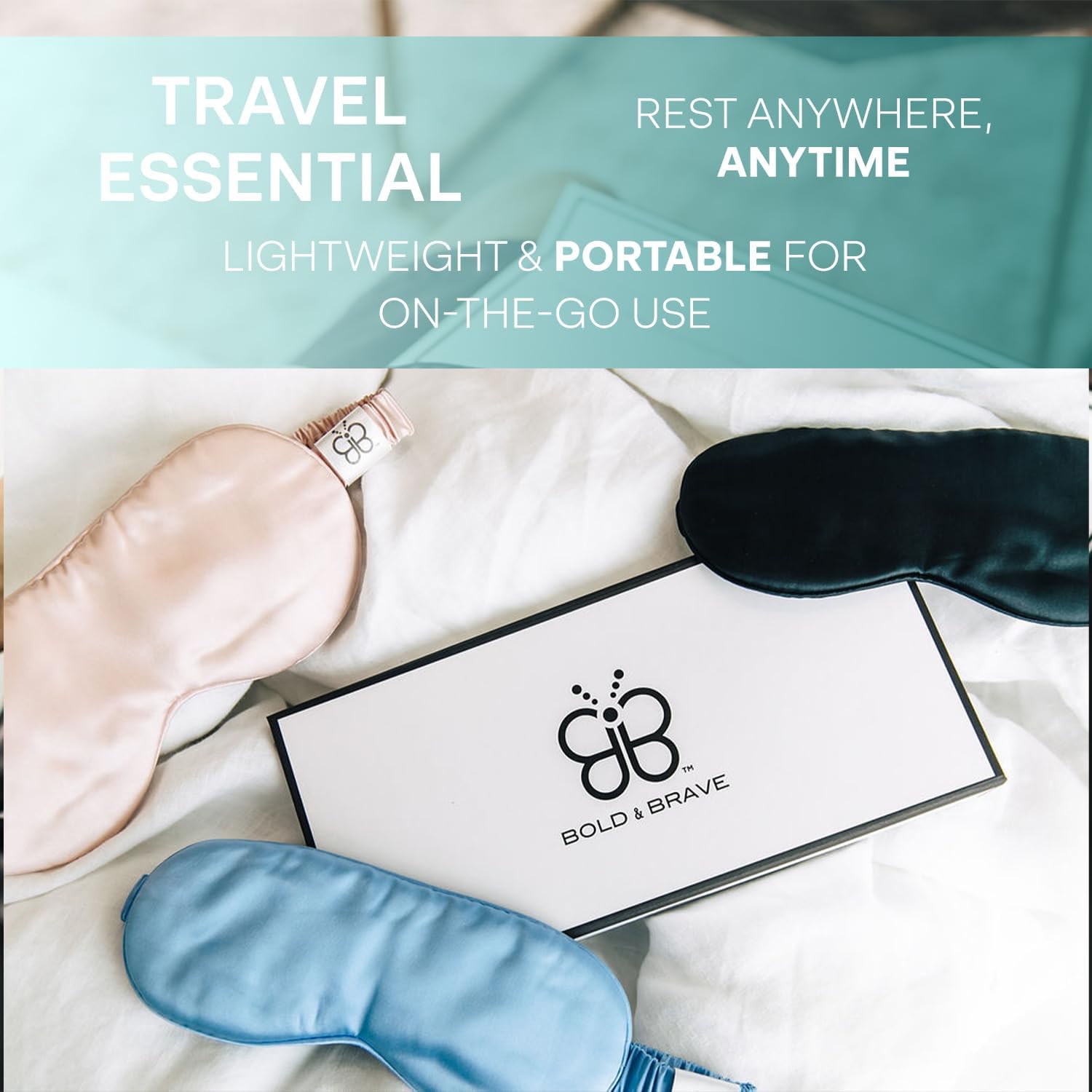 Bold & Brave 100% Pure Mulberry Silk Sleep Mask – Luxuriously Soft, Lightweight Eye Mask for Deep Sleep and Relaxation – Perfect for Travel, Insomnia Relief, and Skin Care - Light Pink