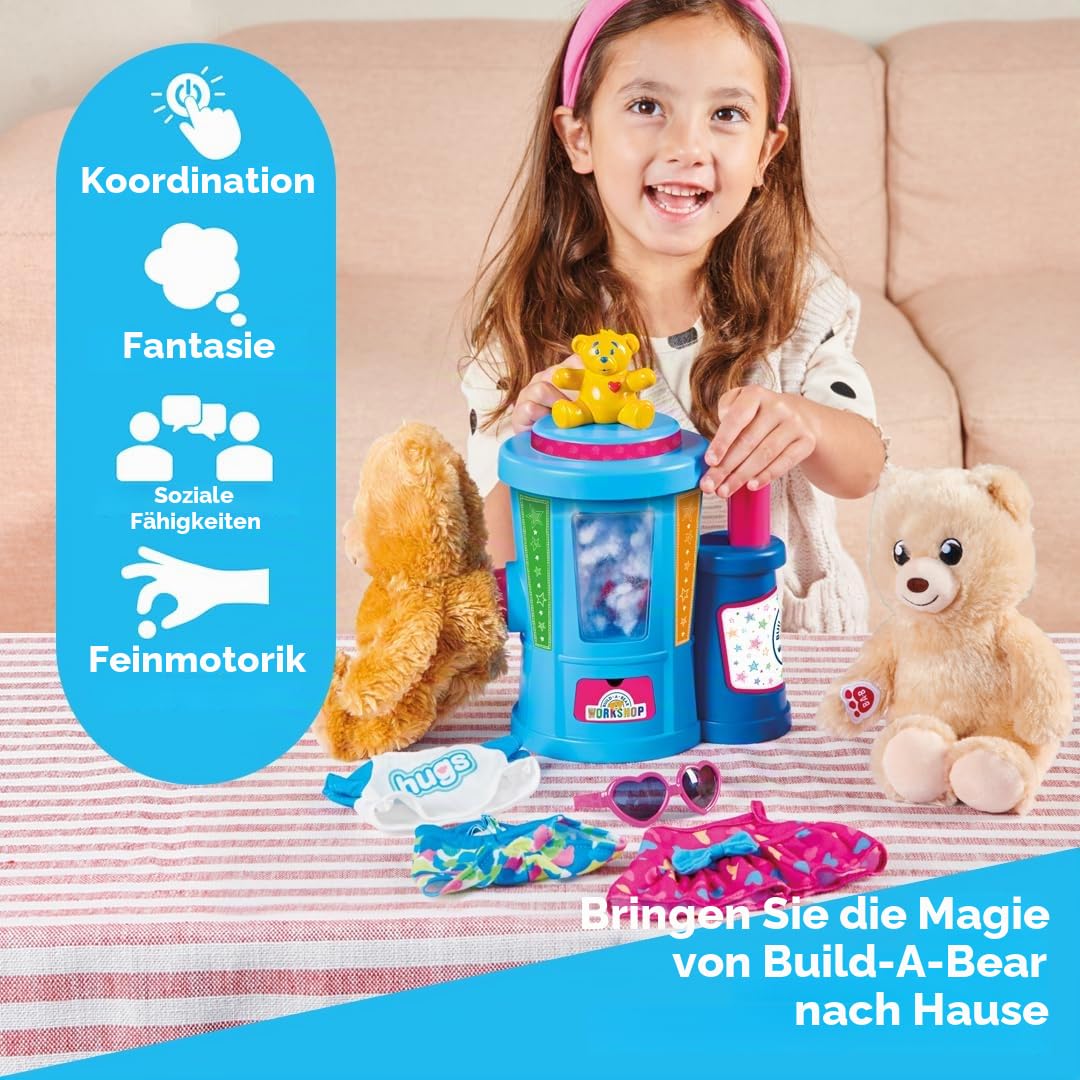 Casdon Build-A-Bear Workshop Spielzeug-Stopfstation | Heimstation für Kinder ab 3 Jahren | Stuff, Dress & Cuddle Furry Friends | Spielzeug-Stopfstation mit Lichtern im Lieferumfang enthalten