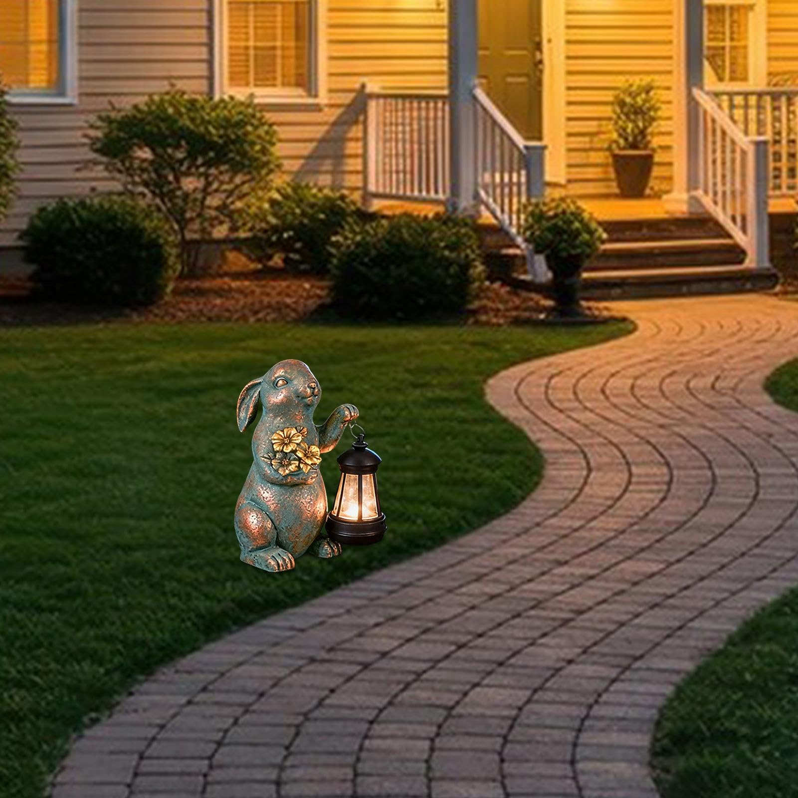 Statuetta da Giardino con Illuminazione a LED, Decorazione da Tavolo, Scultura di Animale E Decorazione Primaverile per Terrazzo, Mensola, Ingresso, F, Rame