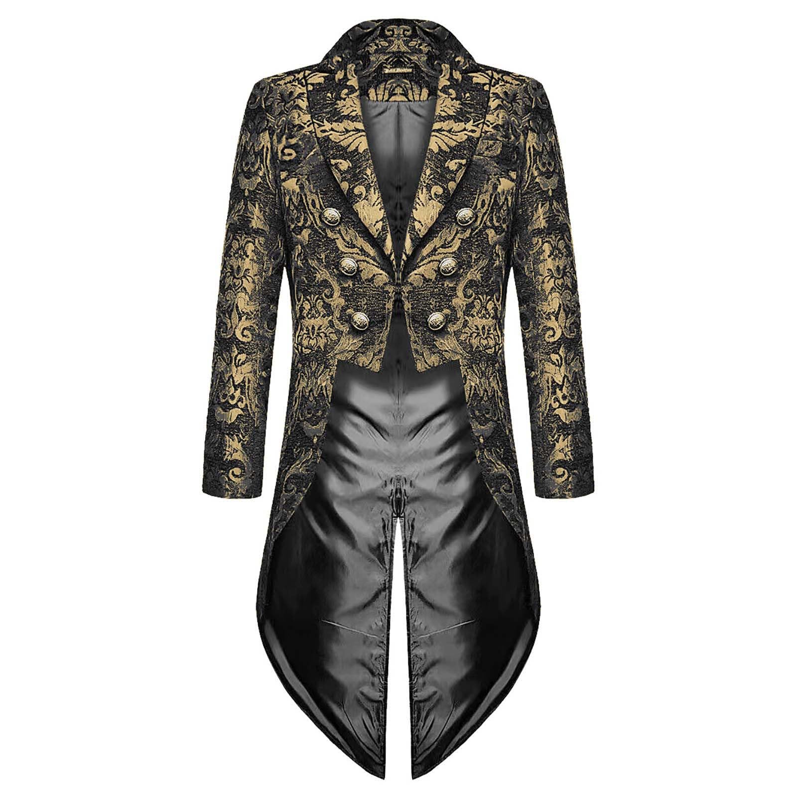 Veste Steampunk Vintage Gothique Médiévale pour Homme Veste Costume en Queue De Pie Longue Steampunk Uniforme Cosplay Tailcoat pour Hommes Costume Party Outwear Partie Vêtements De Smoking