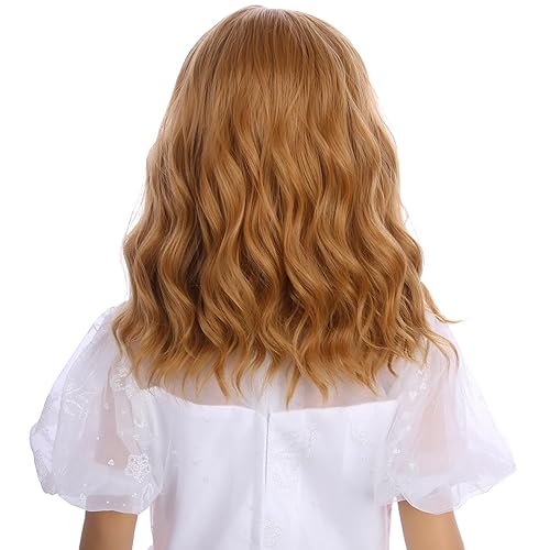 Miniatura 21 de Peluca rubia para niños, peluca ondulada corta y rizada para niñas, pelucas rubias doradas, pelucas de corte Bob rubio con raya lateral Rubio,Rubio