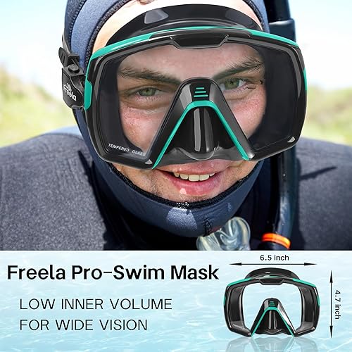 Miniatura 2 de Freela Gafas de natación para adultos con cubierta para la nariz, vidrio templado, antivaho impermeable, 180, visión amplia transparente, para