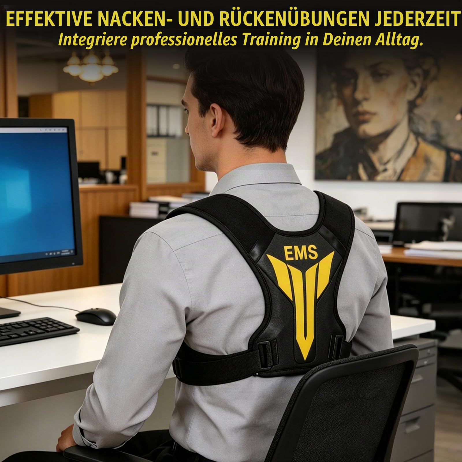 EMS Trainingsgerät für Nacken & Rücken, EMS Gerät für Rücken Muskelaufbau mit Fernbedienung,30 Intensitätsstufen & 10 Modi,EMS Nackenmuskeltrainer,Rückentrainer Nackentrainer für Männer und Frauen