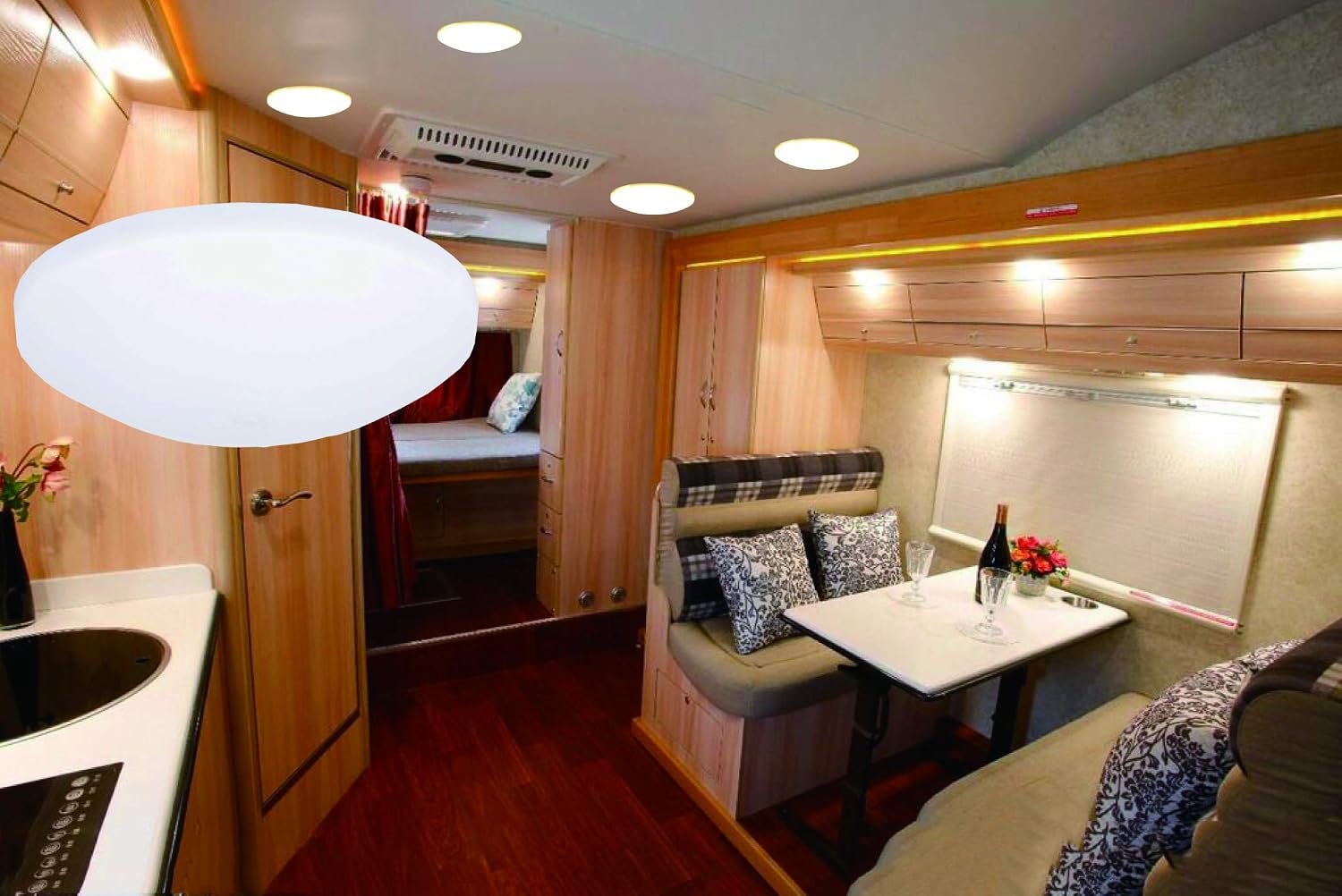 Risestar LED Ceiling Lights-LED Dome Light with On-Off Touch Switch12V LED Lights Ultra Slim Interior Lighting for RV Lights,Trailer Lights,Camper,Boat Warm White 3400K Dimable 3.25inch (Pack of 6)