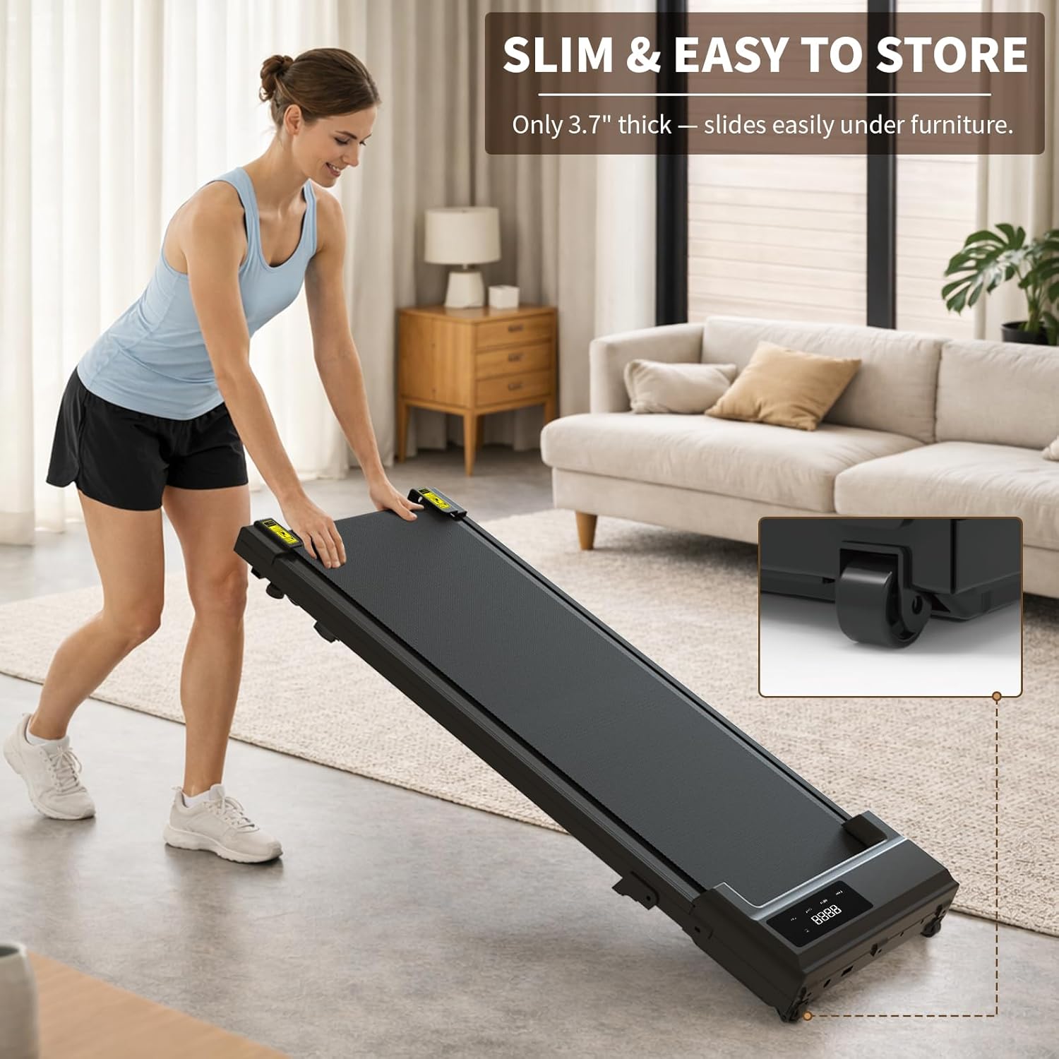 STRIDEMAX Quiet Folding Treadmill with Manual Incline, 2.5HP Under Desk Walking Pad, Basic LED Display, Shock Absorption, Space-Saving Fitness Equipment for Small Apartments - Joystride Series image 5