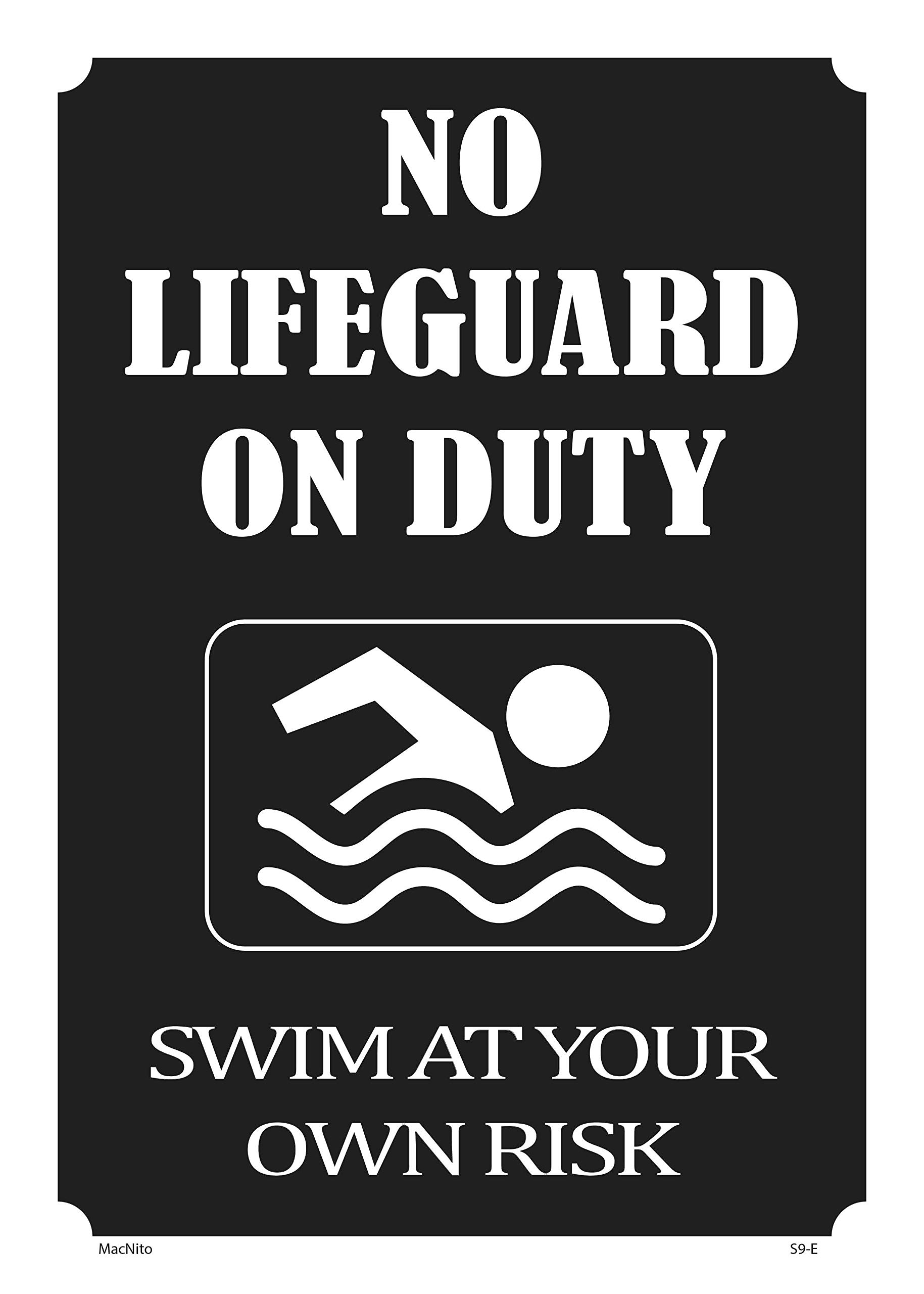 NO Lifeguard ON Duty Swim at Your OWN Risk Sign – Pool Safety Sign, an Vivid Design Plus UV Protection to Last Longer, Rust-Free Plastic at 10