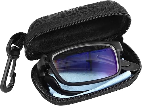 EXCEART - 2.0 Gafas de miopía plegables, lentes de lectura negros para miopía, lentes de larga distancia con estuche portátil