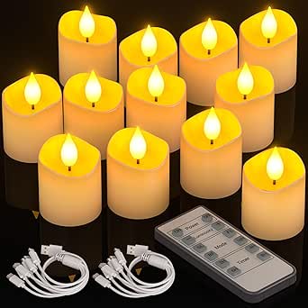 PChero - Velas Recargables Sin Llama Con Temporizador Remoto, 12 Velas