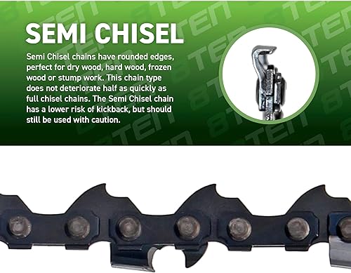 Vista 11 de 8TEN Cadena de motosierra para Husqvarna 254 455 340 351 353 350 55 455 Rancher Poulan Jonsered Echo 16 pulgadas .050 .325 66DL